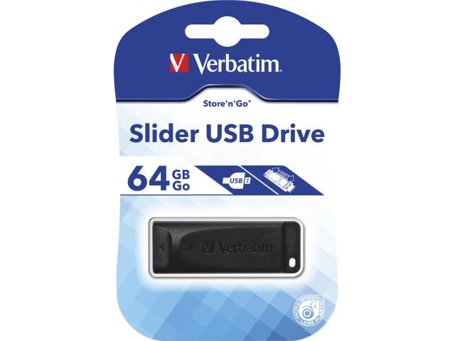 USB DRIVE 2.0 STORE N GO SLIDER 64GB BLACK 