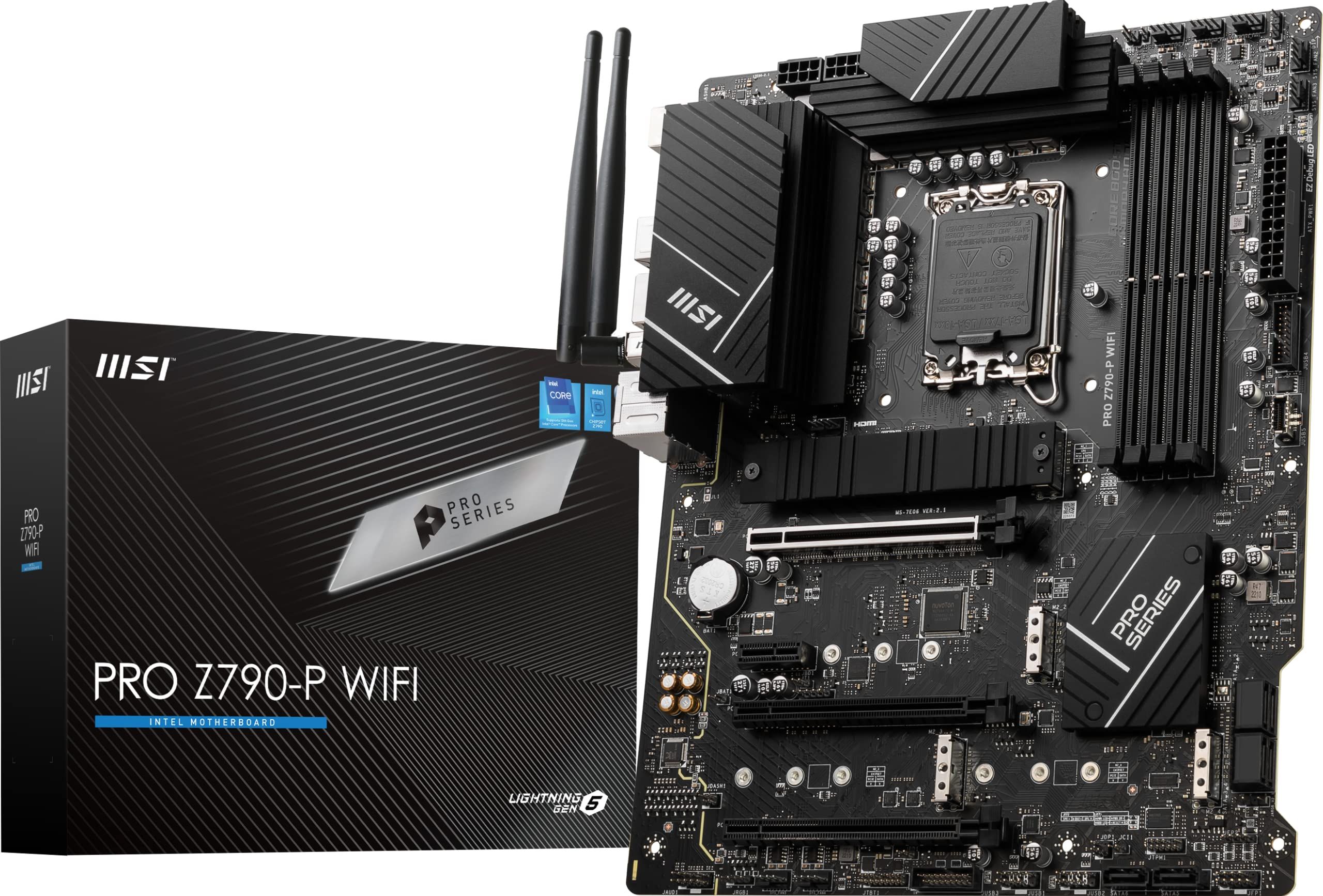 Placa de baza MSI PRO Z790-P LGA 1700 WIFI  SPECIFICATIONS Model Name PRO Z790-P WIFI CPU Support Supports 12th/ 13th Gen Intel® Core™ Processors, Pentium® Gold and Celeron® Processors CPU Socket LGA 1700 Chipset Intel® Z790 Chipset Expansion Slots 1x PCIe 5.0 x16 slot 1x PCIe 4.0 x16 slot 2x PCIe_2