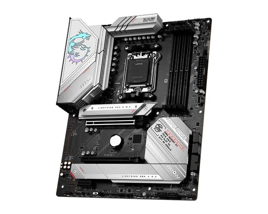 Placa de baza MSI MPG B650 EDGE WIFI AM5  SPECIFICATION Model Name MPG B650 EDGE WIFI CPU Support Supports AMD Ryzen™ 7000 Series Desktop Processors CPU Socket Socket AM5 Chipset AMD B650 Chipset Expansion Slot 2x PCIe 4.0 x16 slots 1x PCIe 3.0 x1 slot Display Interface Support 4K@60Hz as specified_5