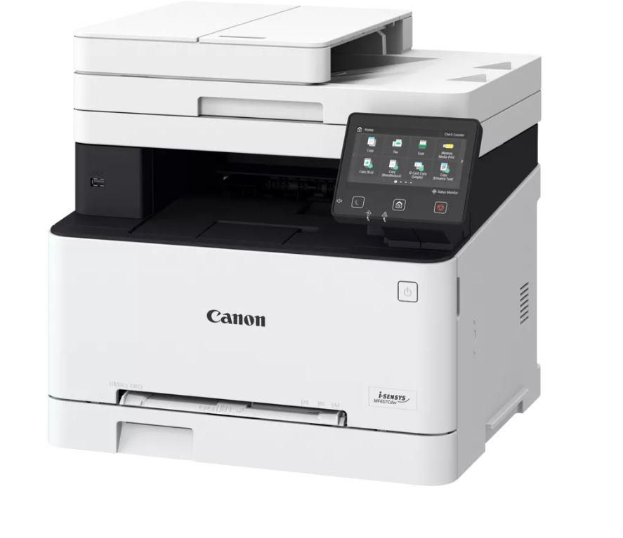 Multifunctional laser color Canon MF657Cdw, dimensiune A4(Printare, Copiere, Scanare, Fax), viteza max 21ppm, duplex, rezolutie max 1200x1200dpi, processor 800Mhz x 2, memorie 1 GB RAM, ADF 50 pagini duplex ,alimentare cu hartie 250 coli, limbaj de printare: UFRII, PCL 5c2, PCL6, Adobe® PostScript3_2