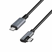 CABLU alimentare si date LOGILINK, pt. smartphone, USB 2.0, USB Type-C (T) la USB Type-C (T) la  90 grade, 3m, PD 100W, 2 x ecranat, plastic, negru, 