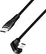 CABLU alimentare si date LOGILINK, pt. smartphone, USB 2.0, USB Type-C (T) la USB Type-C (T) la 180 grade, 2m, 2 x ecranat, aluminiu, negru, 