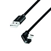 CABLU alimentare si date LOGILINK, pt. smartphone, USB 2.0, USB Type-C (T) la USB-A (T) la 180 grade, 1m, 2 x ecranat, aluminiu, negru, 