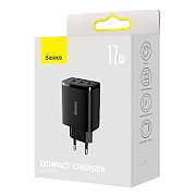 INCARCATOR retea Baseus Compact, Fast Charge 17W, 3 x USB 5V/2.1A, negru 