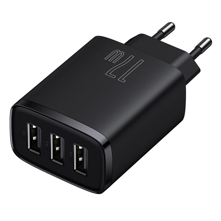 INCARCATOR retea Baseus Compact, Fast Charge 17W, 3 x USB 5V/2.1A, negru 