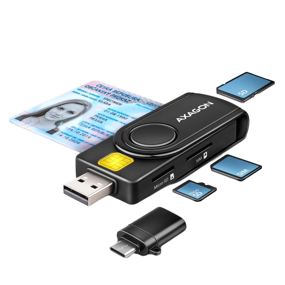 CRE-SMP2A Cititor carduri, USB Smart Card & SD/microSD/SIM Card PocketReader_4