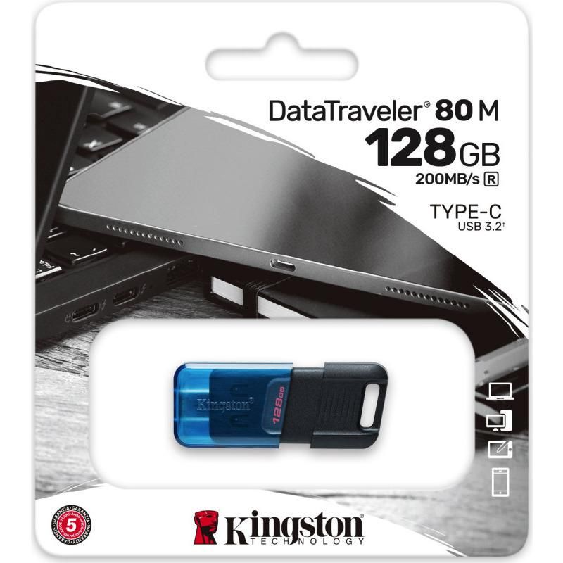 USB Flash Drive Kingston 128GB Data Traveler 80, USB-C 3.2, R/W: 200/60 MB/s, Compatible with Windows/Mac OS/Linux/Chrome OS_2
