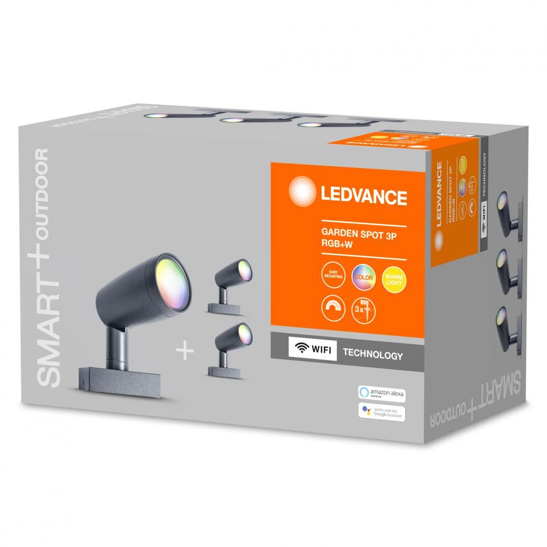 3 Spoturi cu spike LED RGB pentru exterior Ledvance SMART+ Wifi Garden Spot, 14.5W, 680 lm, lumina alba si color (3000K), IP65, 145x90x295mm, aluminiu, Gri inchis_5