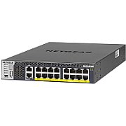 Netgear M4300-16X POE+ APS600W Managed premium Switch16 x 100/1000/2.5G/5G/10GBase-T RJ-45 PoE+ ¦ 1 x Verwaltung (Gigabit-LAN) RJ-45 ¦ 1 x seriell (RS-232) RJ-45 ¦ 1 x Konsole (Mini-USB) ¦ 1 x USB Type A_1