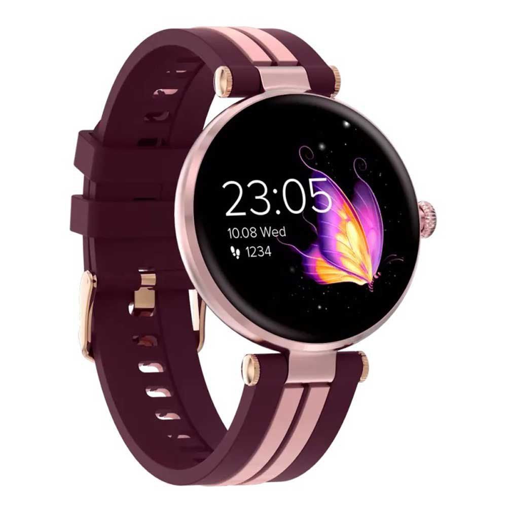 CANYON Smart watch Rtl8762dt, 1.19'' Amoled 390x390px, oncell TP, 192KB RAM, 3.7V 190mAh battery, Rosegold alumimum alloy case middle frame + plastic bottom case+pink and purple silicone strap +rosegold strap buckle_1