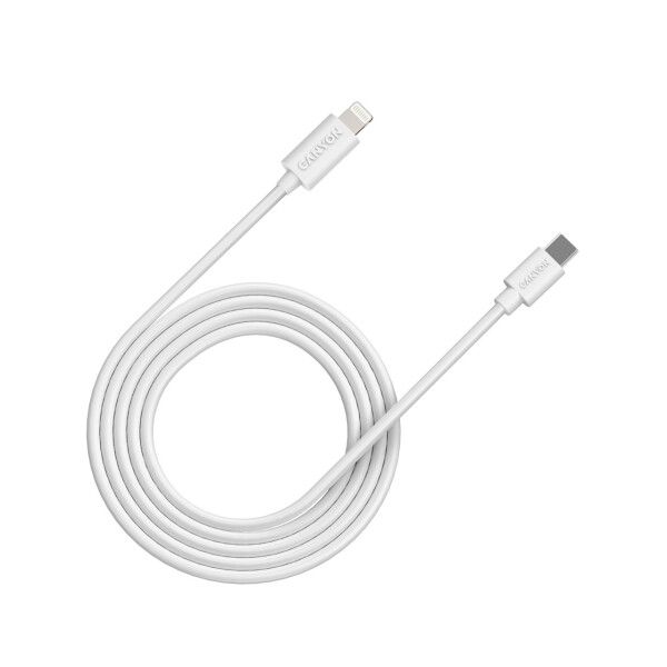 CANYON СFI-12, cable Type C to lightning ,5V3A, 9V2.22A ,PD20W, power cord:18AWG*4C, Signal cord:28AWG*4C, data transfer speed:30M/s, OD4.5MM,2M, PVC, white, Rohs_1