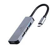 HUB extern GEMBIRD, porturi USB: USB 3.1 x 1, USB 2.0 x 3, conectare prin USB Type-C, argintiu, 