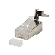 MUFA RJ-45 LOGILINK pt. cablu UTP, FTP, SFTP, Cat5e | Cat6 | Cat6a | Cat7 | Cat7a | Cat8.1, RJ-45 (T), ecranat, plastic cu metal, pt. AWG 22-24, dim. cablu 8mm, pt. cablu solid Cat.6A si Cat.7, 10 buc, 