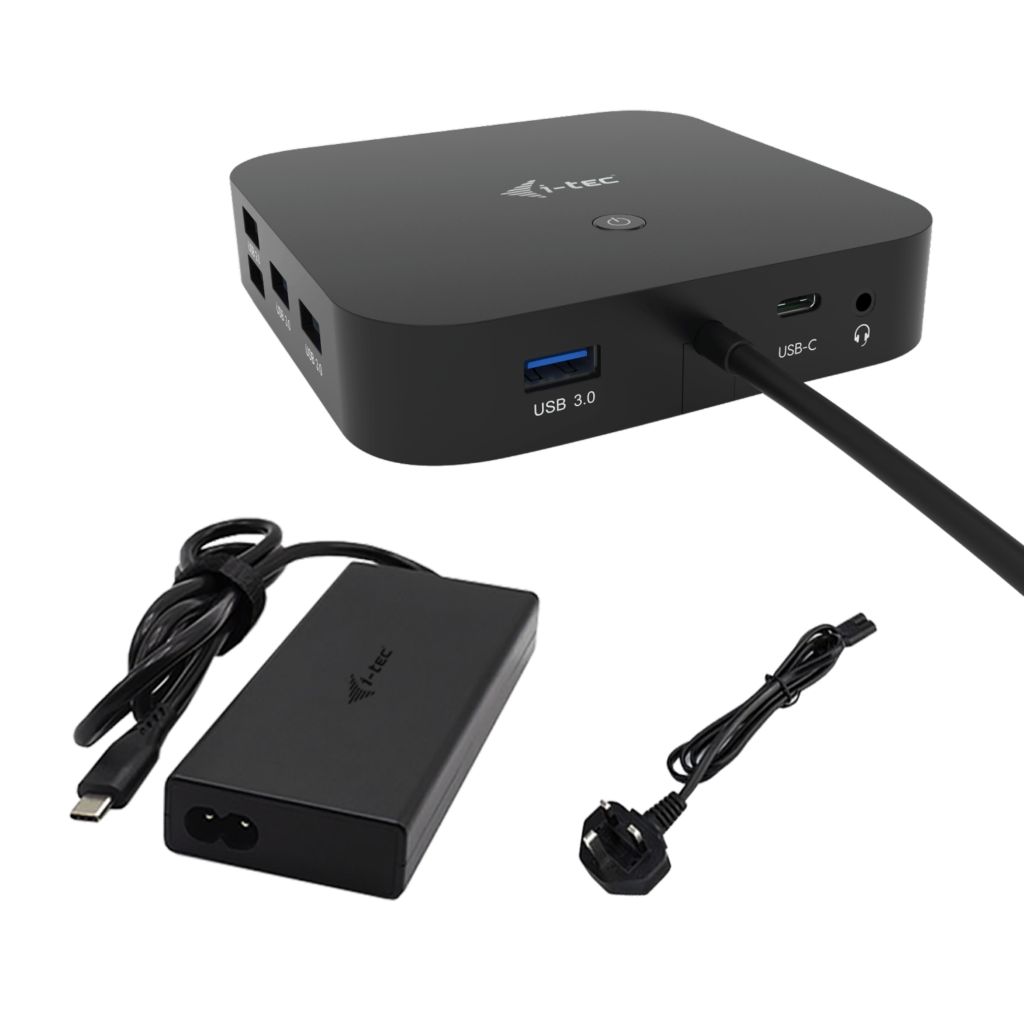 I-TEC USB-C Dual Display MST DS 2x DP 1x GLAN 3x USB 3.1 2x USB 2.0 1x USB-C-DatA 1x Audio/Mic Jack 1x 100W USB-C PD + Charger 112W_1