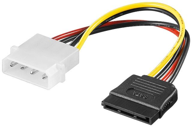 Power cable Molex 4 pin 5.25 male to SATA female, 13cm
Packaging: bulk 1 pc.