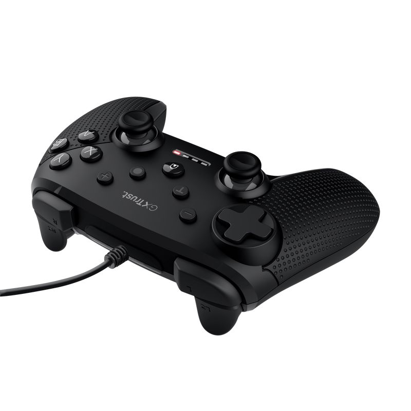 Trust GXT 541 Muta Wired controller pentru PC    Features Mobile phone mount no Software no   Control Controls 8-way, directional pad, A, B, X, L1, L2, L3, R1, R2, R3, select, start Number of buttons 15 Shoulder buttons yes Programmable buttons no Trigger buttons yes Pressure sensitive buttons no_2