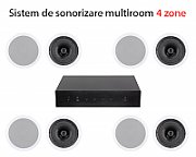 Pachet sonorizare 4 zone 8x50W cu streaming RAKOIT HA400 si 8 boxe de tavan Ambientone R1, Airplay 2_1