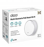 TP-Link AX3000 whole home mesh Wi-Fi 6 System, Deco X50-POE(3-pack); Dual- Band, Standarde Wireless: IEEE 802.11ax/ac/n/a 5 GHz, IEEE 802.11ax/n/b/g 2.4 GHz ,viteza wireless: 5 GHz: 2402 Mbps, 2.4 GHz: 574 Mbps, 2 x antene interne, 2×2 MU-MIMO, Mod Router, Mod Access Point, interfata: 3 x_4