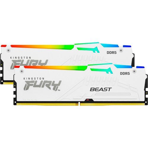 Memorie RAM Kingston, DIMM, DDR5, 32GB, 6000MHz, CL40, 1.35V, FURY Beast White, RGB, Kit of 2_1