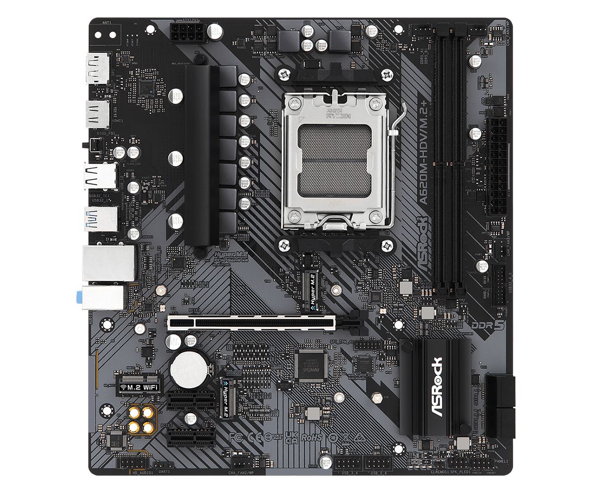 Placa de baza AsRock A620M-HDV/M.2+ AM5, 2x DDR5, 1x HDMI 2.1, 1x DisplayPort 1.4, 1x PCIe 4.0 x16, 2x PCIe 3.0 x1, 2x M.2, 4x SATA, Gigabit LAN, mATX_6