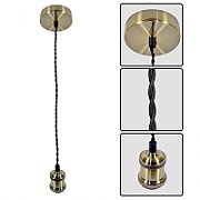 Pendul Vivalux RETRO Antique Brass, E27, max. 60W, textil/Metal, IP20, Ø100mm, cablu dublu Negru 1m, bec neinclus_3