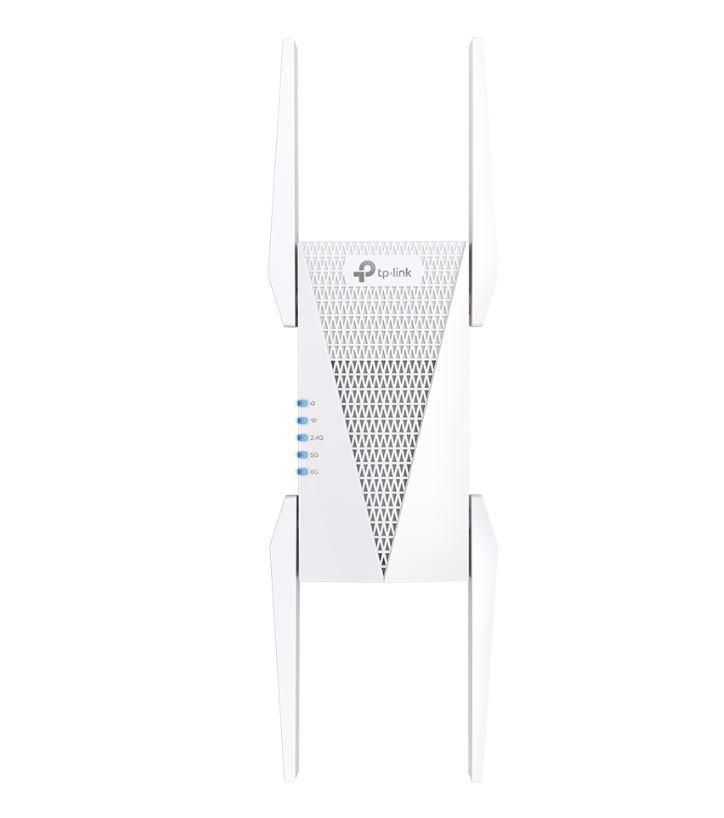 TP-link AXE5400 Wi-Fi6E Mesh Range Extender, Tri-Band, RE815XE, 1 Port Ethernet Gigabit, 2 Antene externe, Standarde Wireless: IEEE 802.11ax 6 GHz, IEEE 802.11a/n/ac/ax 5 GHz, IEEE 802.11b/g/n/ax 2.4 GHz, 4x antene externe, Viteza wireless: 574 Mbps în banda de 2.4 GHz, 2402 Mbps în banda de 5 GHz_2