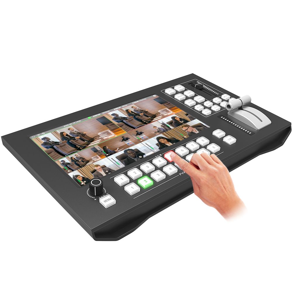 Mixer Video cu 4 Intrari SDI + 2 Intrari HDMI + 2 Intrari IP = RTSP = cu Streaming si Inregistrare