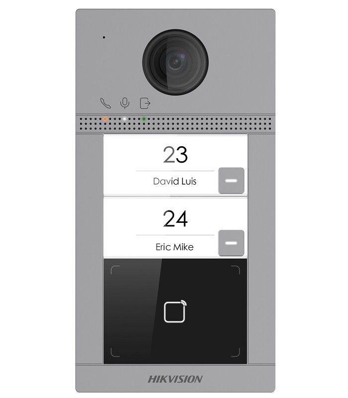 Post de exterior videointerfon IP Hikvision DS-KV8213-WME1(C); WIFI; 2 x buton de apelare(Support web configuration); camera video 2MP True WDR unghivizualizare: Horizontal:  124° Vertical: 75°, vizualizare pe timp de noapte IR maxim 3 metri;  comunicare audio bidirectionala; cititor de card_2
