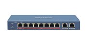 Switch 8 porturi PoE Hikvision DS-3E1310HP-EI prezinta 1 × 10/100 Mbps Hi-PoE port, 7 × 10/100 Mbps PoE ports, and 2 × 10/100/1000 Mbps RJ45 ports, Up to 300 m Long Range PoE Transmission,IEEE 802.3bt standard Hi- PoE port provides max. 90 W power supply for high power devices such as domes or other_1