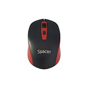 MOUSE Spacer, PC sau NB, wireless, 2.4GHz, optic, 1600 dpi, butoane/scroll 4/1, negru cu rosu, baterii incluse 2x AAA, 