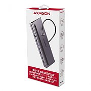 HMC-4KX3, USB-C hub, 5 Gbps, 3x USB-A, 2x HDMI, 1x DP, Ethernet, audio, SD, audio, PD 100W, compatibil TB3/4, carcasa metal