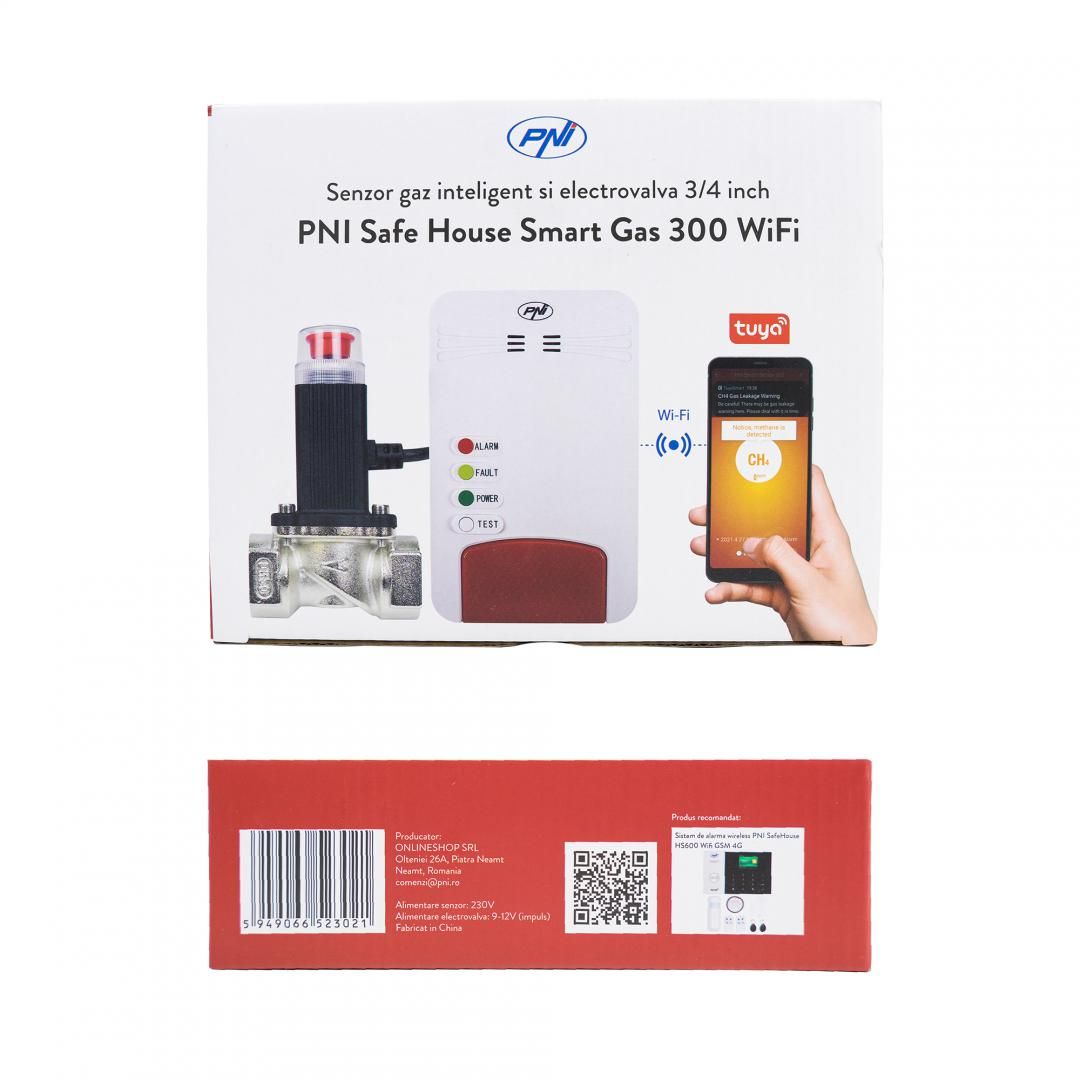 Kit senzor gaz inteligent si electrovalva PNI Safe House Smart Gas 300 WiFi cu alertare sonora, aplicatie de mobil Tuya Smart, integrare in scenarii si automatizari smart cu alte produse compatibile Tuya_6