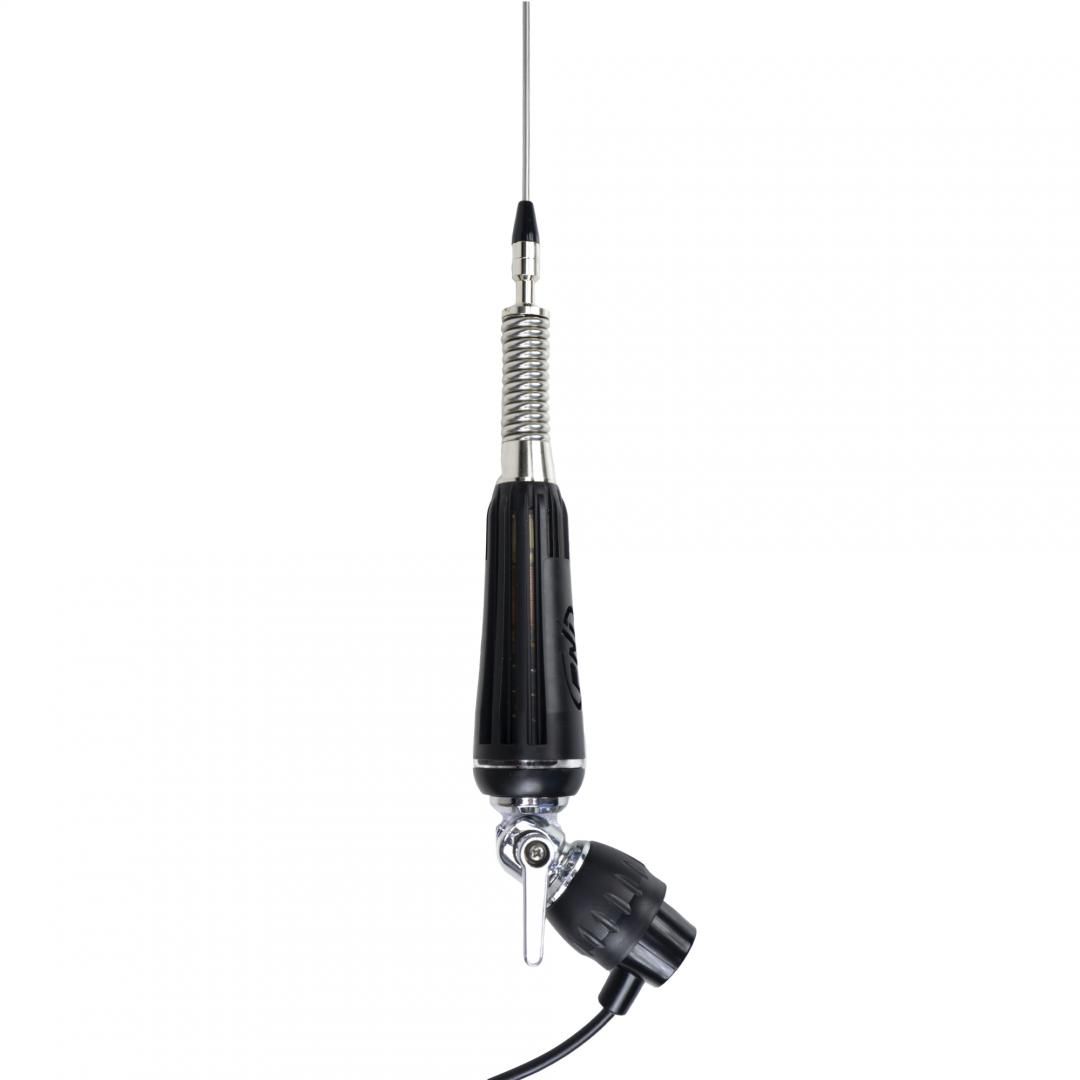 Antena CB PNI LED 1000 rabatabila, 80 cm lungime, cu cablu si montura fixa tip fluture, 26-30 MHz, 300 Watt, ilumineaza in timpul emisiei, Lungime cablu: 4M, Otel inoxidabil_3