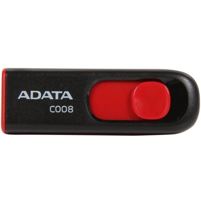 MEMORIE USB 2.0 ADATA 32 GB, retractabila, carcasa plastic, negru / rosu, 