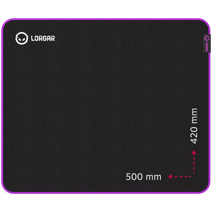 Lorgar Main 315, Gaming mouse pad, High-speed surface, Purple anti-slip rubber base, size: 500mm x 420mm x 3mm, weight 0.39kg_2