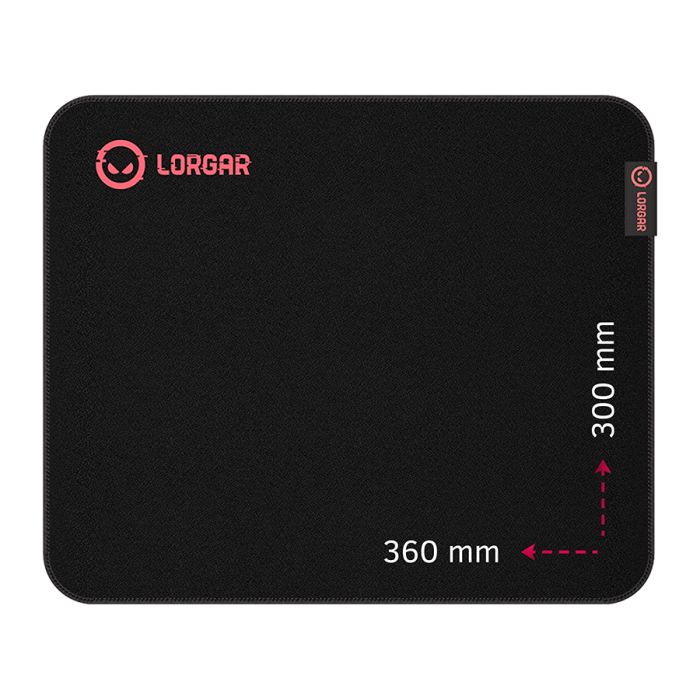 Lorgar Main 323, Gaming mouse pad, Precise control surface, Red anti-slip rubber base, size: 360mm x 300mm x 3mm, weight 0.21kg