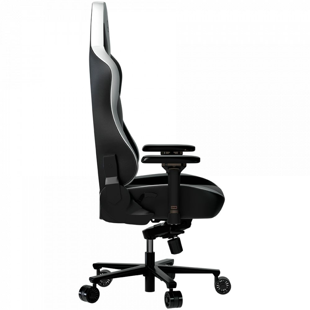 LORGAR Base 311, Gaming chair, PU eco-leather, 1.8 mm metal frame, multiblock mechanism, 4D armrests, 5 Star aluminium base, Class-4 gas lift, 75mm PU casters, Black + white_3