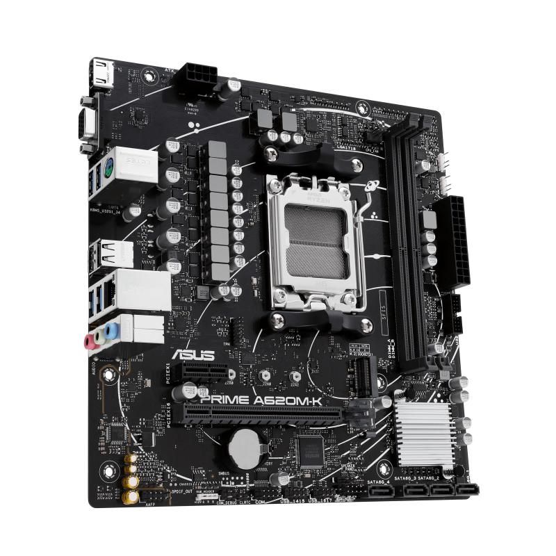 CPU AMD Socket AM5 for AMD Ryzen™ 7000 Series Desktop Processors* Supports up to AMD 120W CPU * Refer to www.asus.com for CPU support list. Chipset AMD A620 Chipset Memory 2 x DIMM slots, Max. 96GB, DDR5 6400 +(OC)/6200(OC)/6000(OC)/5800(OC)/5600(OC)/5400(OC)/5200/5000/4800 Non- ECC, Un-buffered_3