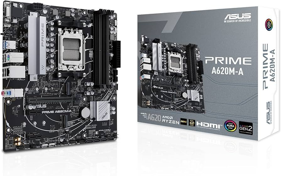 CPU AMD Socket AM5 for AMD Ryzen™ 7000 Series Desktop Processors* Supports up to AMD 120W CPU * Refer to www.asus.com for CPU support list. Chipset AMD A620 Chipset Memory 2 x DIMM slots, Max. 96GB, DDR5 6400 +(OC)/6200(OC)/6000(OC)/5800(OC)/5600(OC)/5400(OC)/5200/5000/4800 Non- ECC, Un-buffered_2