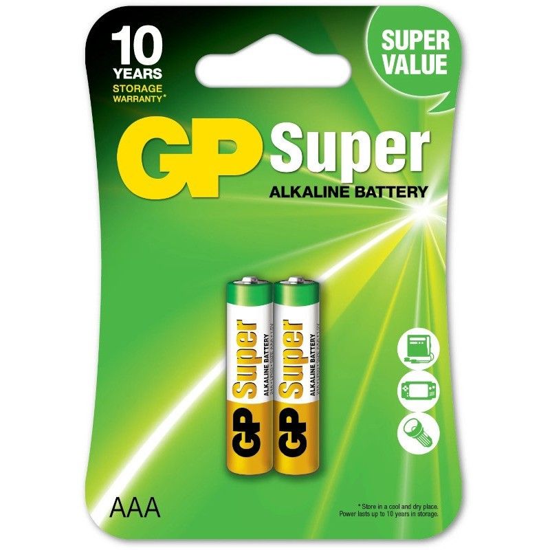 Baterie GP Batteries, Ultra Alcalina AAA (LR03) 1.5V alcalina, blister 2 buc. 