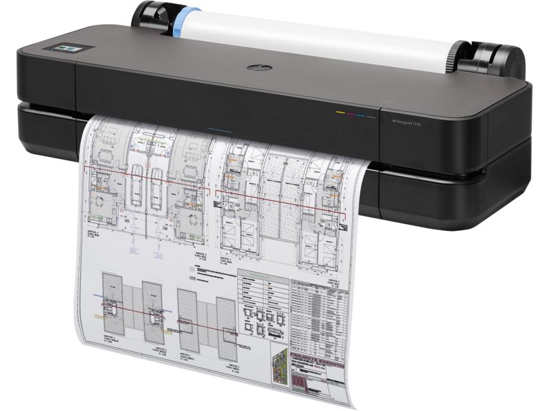 Plotter HP DesignJet T250 24-in Printer , Dimensiune A1, 24 inch, tehnologie de printare: Thermal inkjet, Viteza: 30 sec/A1 sau 76 A1 /Ora, Rezolutie: pana la 2400 x 1200 dpi, Memorie: 512Mb, Numar cartuse:4, Cerneala Pigment-based pe negru, Dye-based pe culori, Greutate hartie suportata:60-280_2