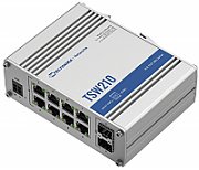 TELTONIKA INDUSTRIAL 8PORT UNMANAGED SWITCH TSW210, Interfata: 8 x ETH ports, 10/100/1000 Mbps, supports auto MDI/MDIX crossover, 2 x SFP ports, Standarde retea: 802.3i, 802.3u, 802.3ab, 802.3x, 802.3az, 802.3ad, Latime banda: 20 Gbps, Carcasa aluminiu, Dimensiuni: 132 x 44.2 x 95.1 mm, Greutate_1