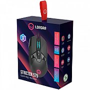 LORGAR Stricter 579, gaming mouse, 9 programmable buttons, Pixart PMW3336 sensor, DPI up to 12 000, 50 million clicks buttons lifespan, 2 switches, built-in display, 1.8m USB soft silicone cable, Matt UV coating with glossy parts and RGB lights with 4 LED flowing modes, size: 131*72*41mm, 0.127kg, black_2