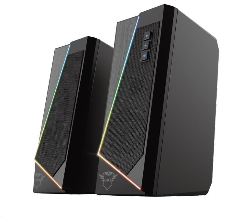 Boxe Trust GXT609 Zoxa cu fir, USB 2.0, putere maxima RMS 12W, frecventa raspuns 20 Hz - 20.000 Hz, iluminare RGB LED, negru