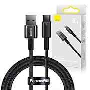 CABLU alimentare si date Baseus, Fast Charging Data Cable pt. smartphone, USB la USB Type-C (T), 100W, 480Mbps, aliaj zinc, braided(nylon), 1m, negru, 