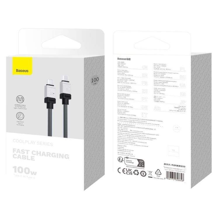 CABLU alimentare si date Baseus, Fast Charging Data Cable pt. smartphone, USB Type-C (T) la USB Type-C (T),  E-marker, 100W, 1m, negru, 