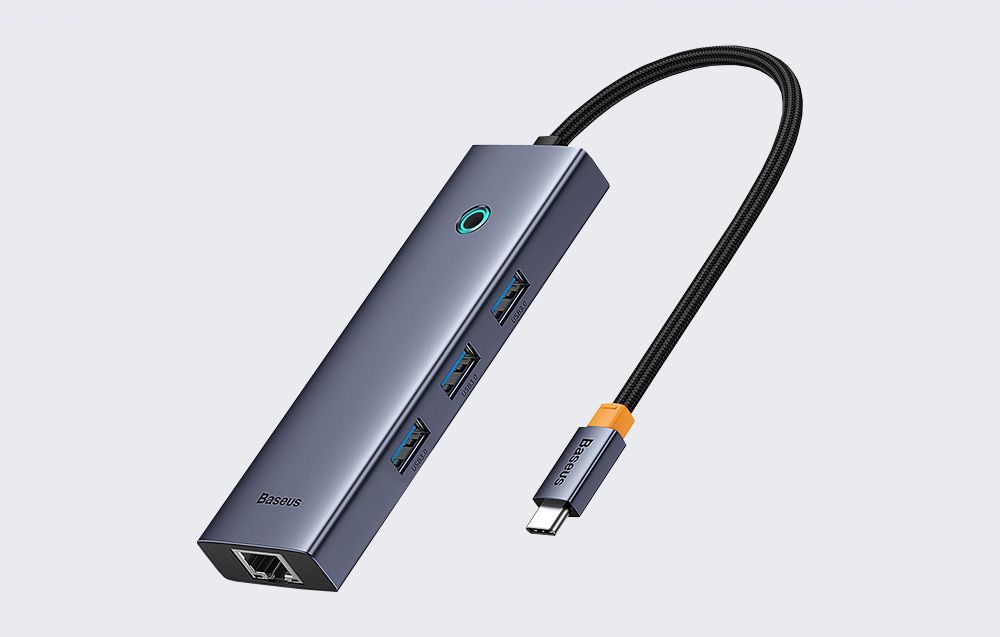 HUB USB Baseus UltraJoy 4 in 1, input USB Type-C, output 4 x USB 3.0, gri 