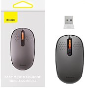 MOUSE Baseus PC sau NB wireless, 2.4GHz si Bluetooth, optic, 800/ 1200/1600 dpi,butoane/scroll 3/1, gri,