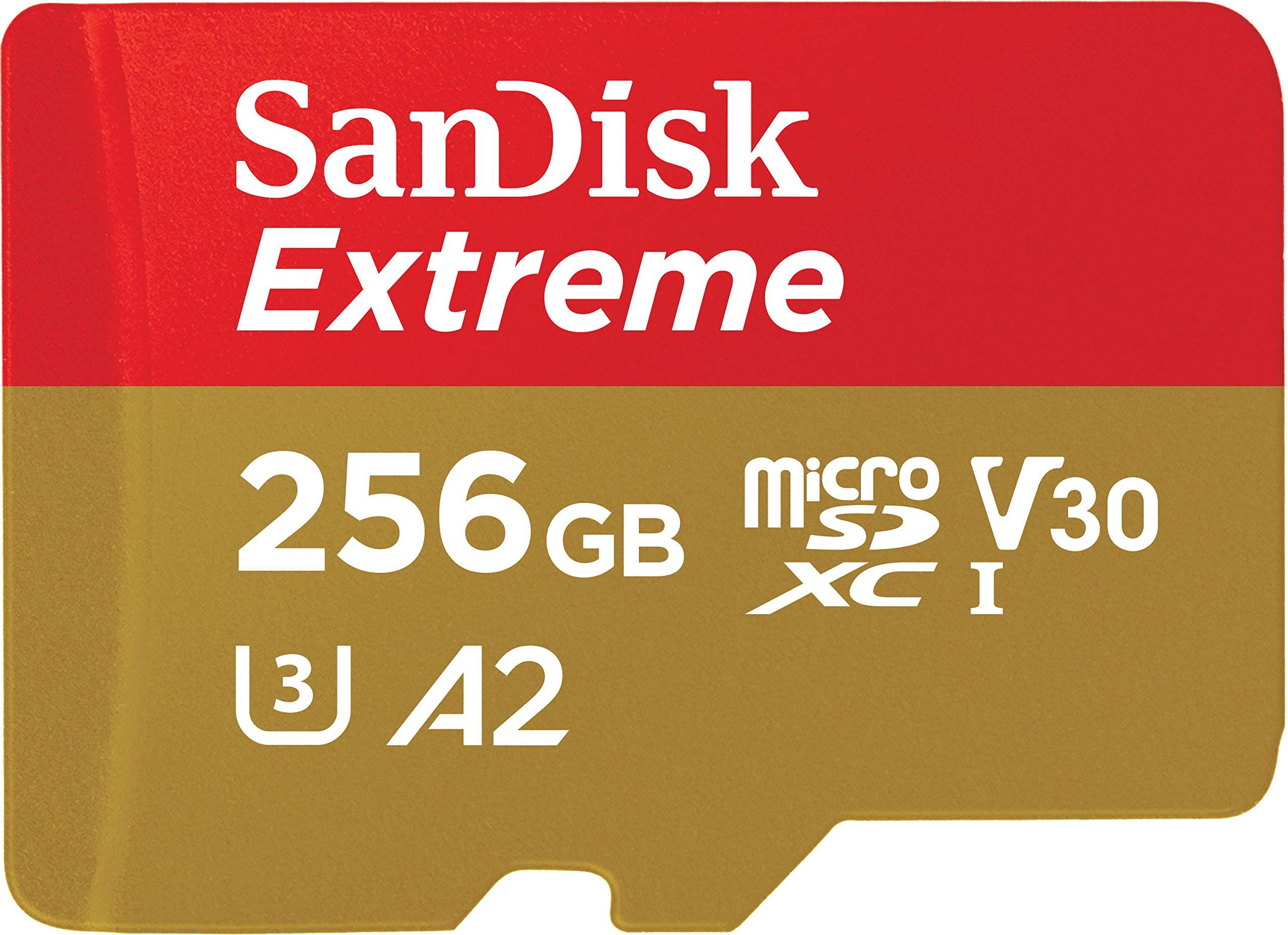 Micro Secure Digital Card SanDisk Extreme, 256GB, Clasa 10, R/W speed: up to 100MB/s/, 90MB/s, include adaptor SD (pentru telefon)_1