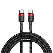 CABLU alimentare si date Baseus Cafule, Fast Charging Data Cable pt. smartphone, USB Type-C la USB Type-C 3A / 60W, 2m, rosu + negru 